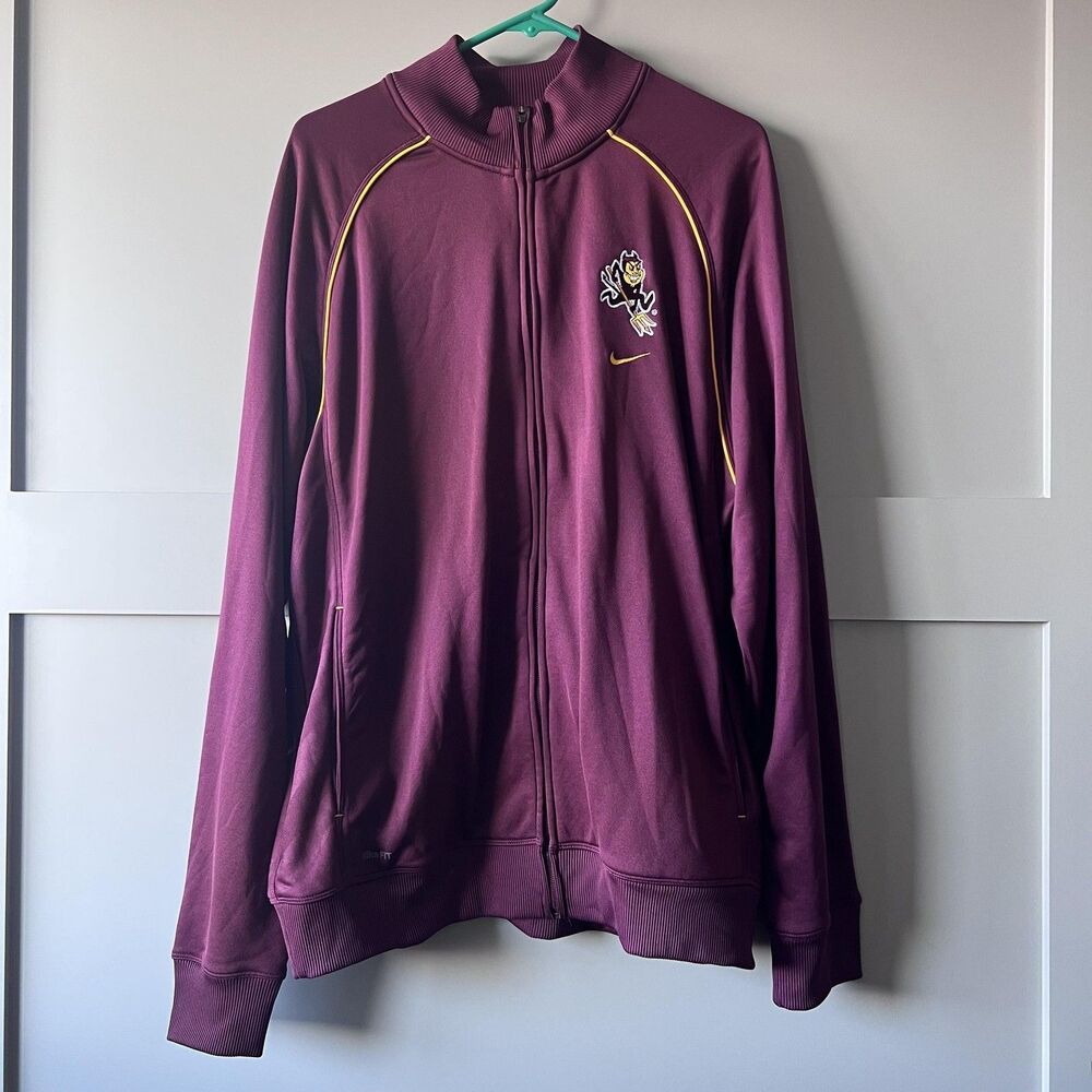 Arizona State Sun Devils Jacket Mens XL‎ Maroon NCAA College Nike Full Zip Track
